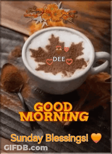 Coffee With Maple Leaf Good Morning Sunday Blessings GIF