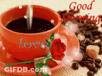 Coffee With Rose Saying Good Morning GIF