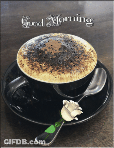 Coffee With Spoon On Saucer Saying Good Morning GIF