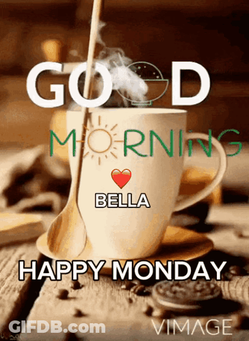 Coffee With Spoon Saying Good Morning Bella GIF