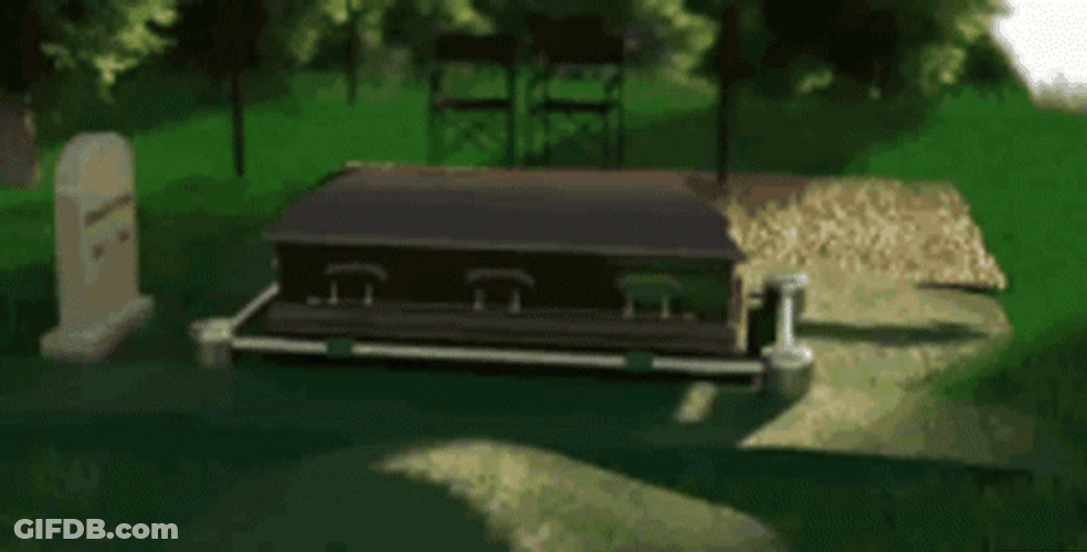 Coffin Animated Lowered Casket Graveyard GIF