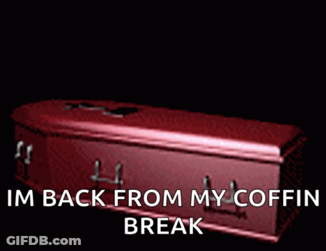 Coffin Animated Skeleton Back From Break GIF