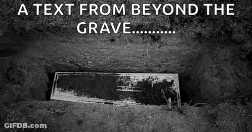 Coffin In Dirt Text From Beyond The Grave GIF