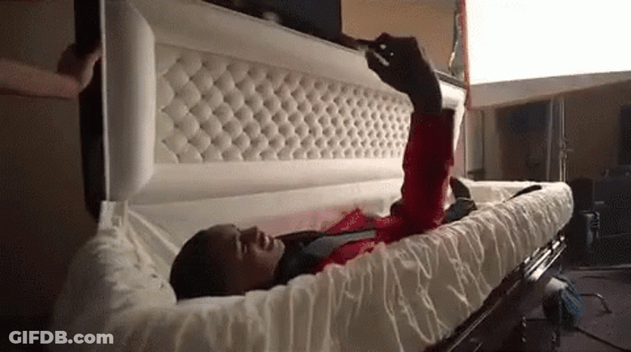 Coffin Inside Red Suit Selfie GIF