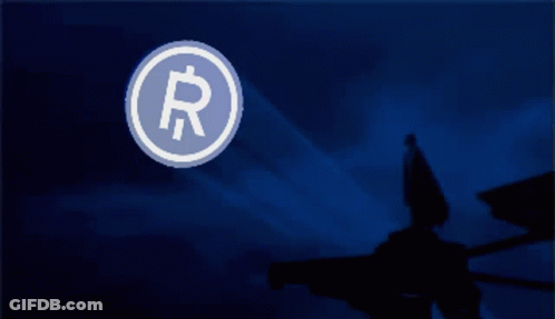 Coin With Letter R In Circle On Blue Background GIF