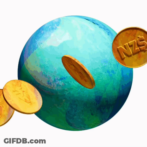 Coin With NZS Surrounded By Coins GIF
