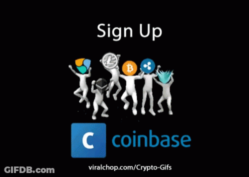 Coinbase Sign Up Page People Holding Coins GIF