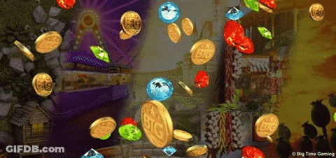 Coins And Gems Falling From Sky Big Time Gaming GIF