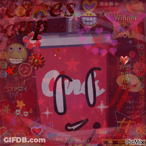 Coke Can With Hearts And Smiley Faces GIF