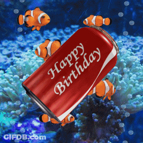 Cola Happy Birthday Fishing Moving Design GIF