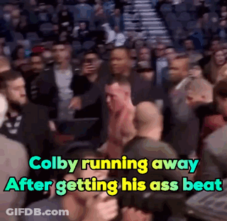 Colby Running Away After Getting His Ass Beat In A Crowded Stadium GIF