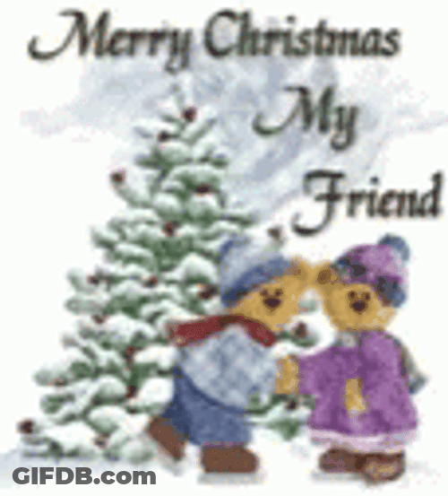 Cold Cute Bears Merry Christmas Friend GIF