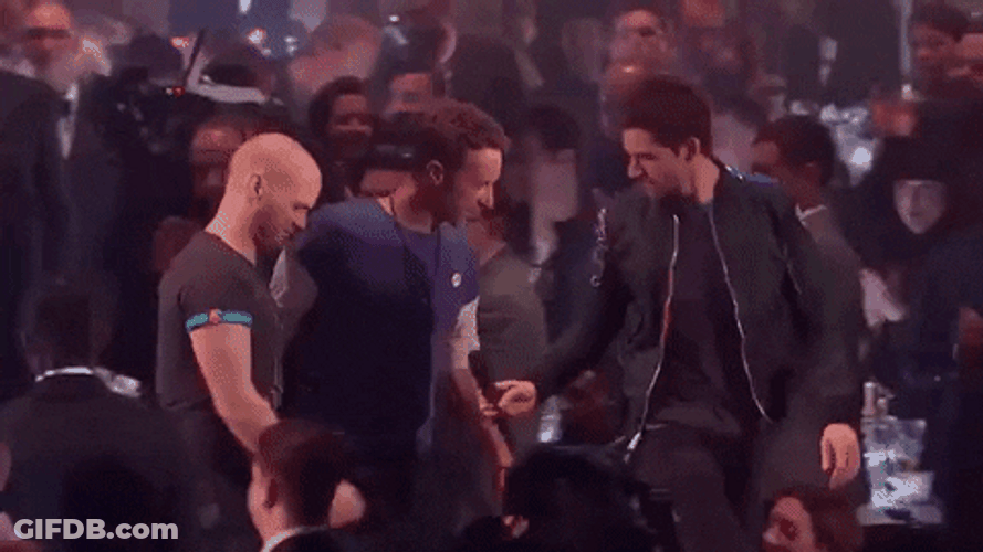 Coldplay Climbing Up The Stage GIF