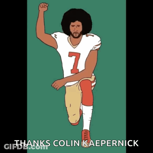 Colin Kaepernick Kneeling Fist Raised GIF