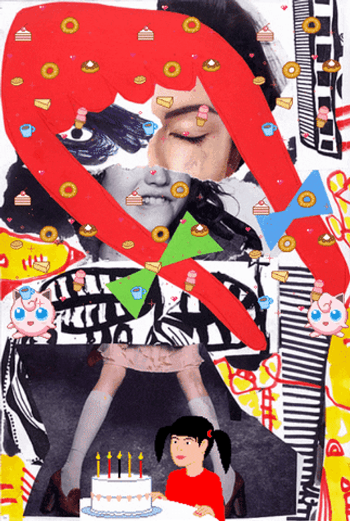 Collage Contemporary Birthday Girl GIF