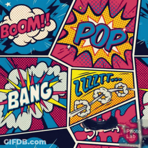 Collage Of Comic Book Panels Boom Pop Bang Zzzt GIF