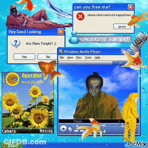 Collage Of Computer Screens Saying Hey Good Looking GIF