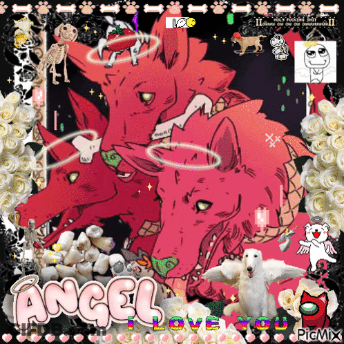 Collage Of Dogs With Angel Love You GIF