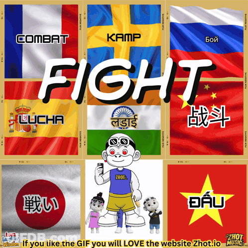 Collage Of Flags Saying Fight GIF