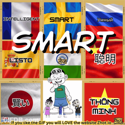 Collage Of Flags Saying Smart GIF