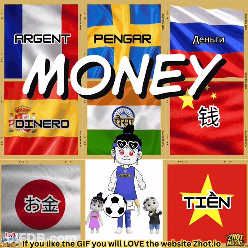 Collage Of Flags With Argent Pengar Money GIF