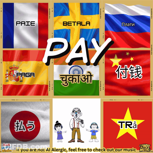 Collage Of Flags With Word Pay GIF