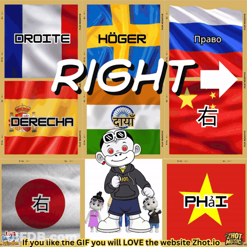 Collage Of Flags With Word Right GIF