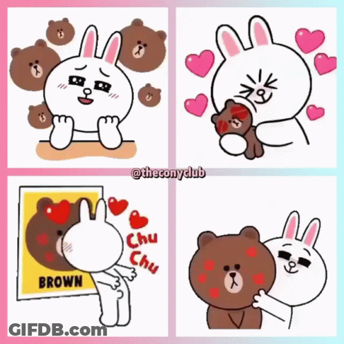 Collage Of Four Cartoon Characters Saying Brown GIF