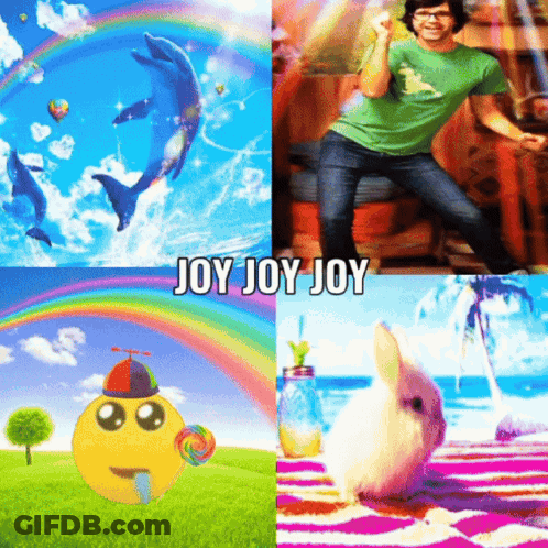 Collage Of Four Pictures With Joy Joy Joy GIF