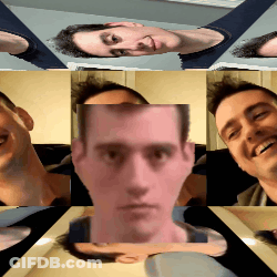 Collage Of Man Face With Square In Center GIF