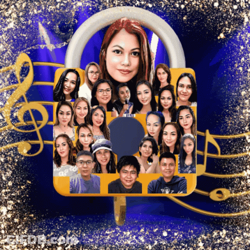 Collage Of People With Woman Surrounded By Music Notes GIF