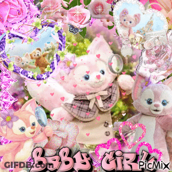 Collage Of Stuffed Animals Baby Girl GIF