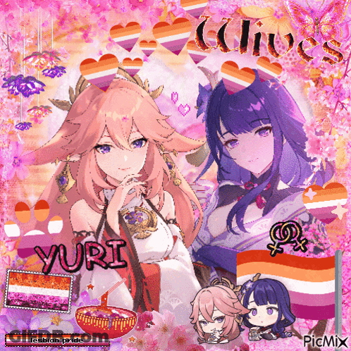 Collage Of Two Anime Girls With Yuri GIF