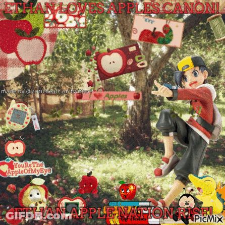 Collage Saying Ethan Loves Apples Canon GIF