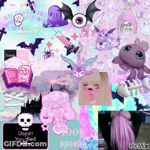 Collage Saying Oops You Died GIF