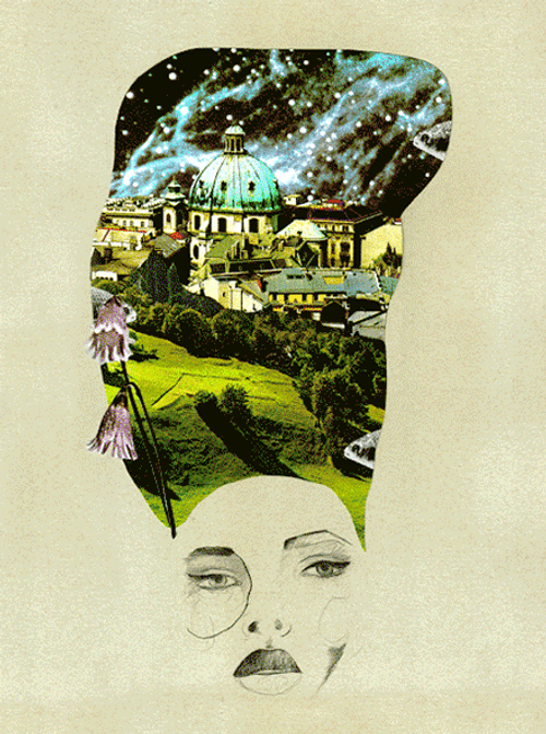 Collage Trippy Girl Head GIF