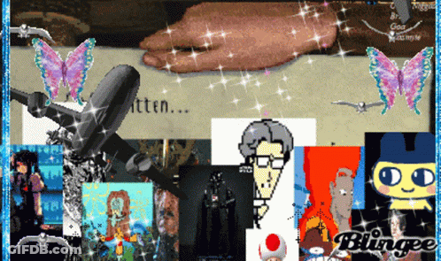 Collage With Blingee Word GIF