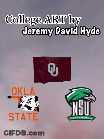 College Art By Jeremy David Hyde Oklahoma State Riverhawks And NSU Riverhawks GIF