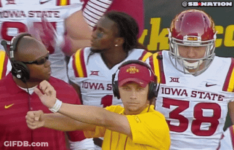 College Football Guy In Yellow Shirt Sign GIF