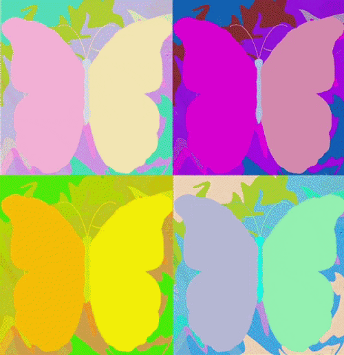 Color Changing Four Way Split Butterfly GIF