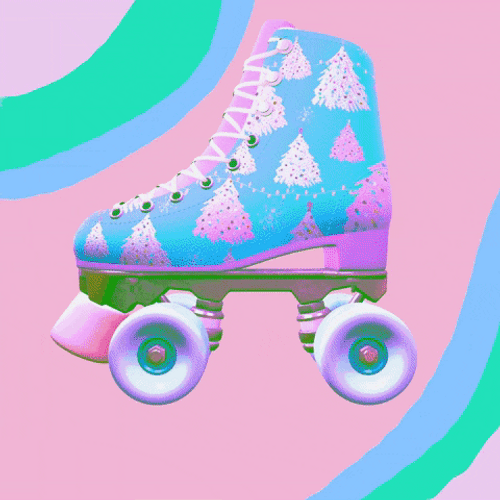 Color Changing Roller Skates 60S Design GIF