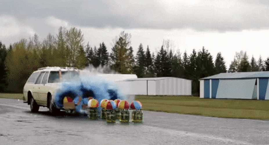 Color Changing Space Wagon Water Explosion GIF