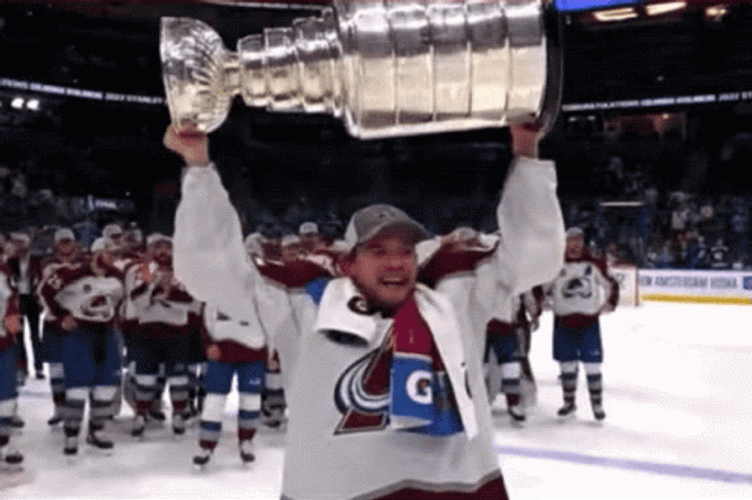 Colorado Avalanche Artturi Lehkonen Lifting Stanley Cup GIF