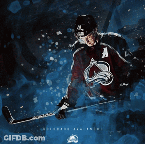 Colorado Avalanche Hockey Player Holding Stick GIF