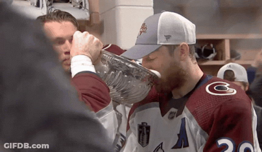Colorado Avalanche Nathan MacKinnon Drinking From Stanley Cup GIF
