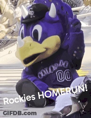 Colorado Rockies Mascot Kneeling GIF