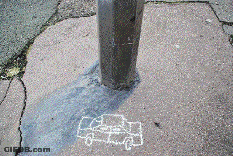 Colored Chalk Drawing Car Circling Around GIF