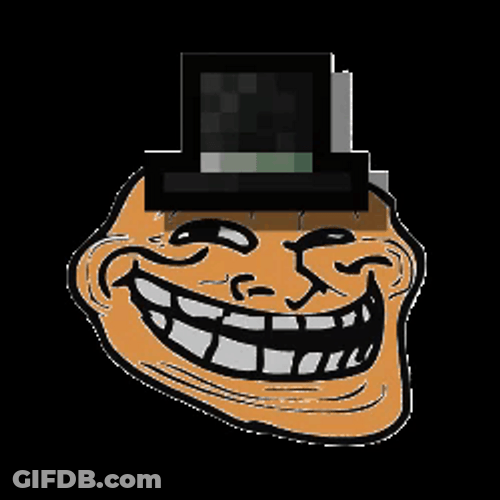 Colored Troll Meme Face Wearing Top Hat GIF