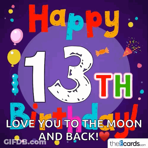 Colorful 13Th Birthday Card GIF