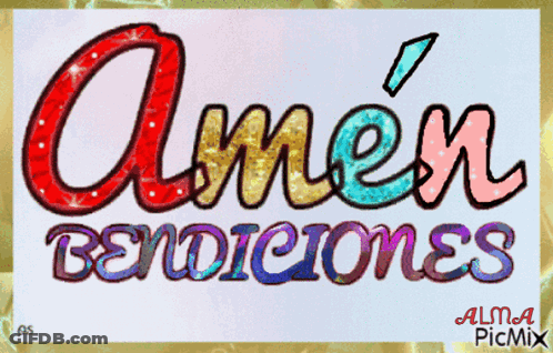 Colorful Amen Bendiciones Sign GIF